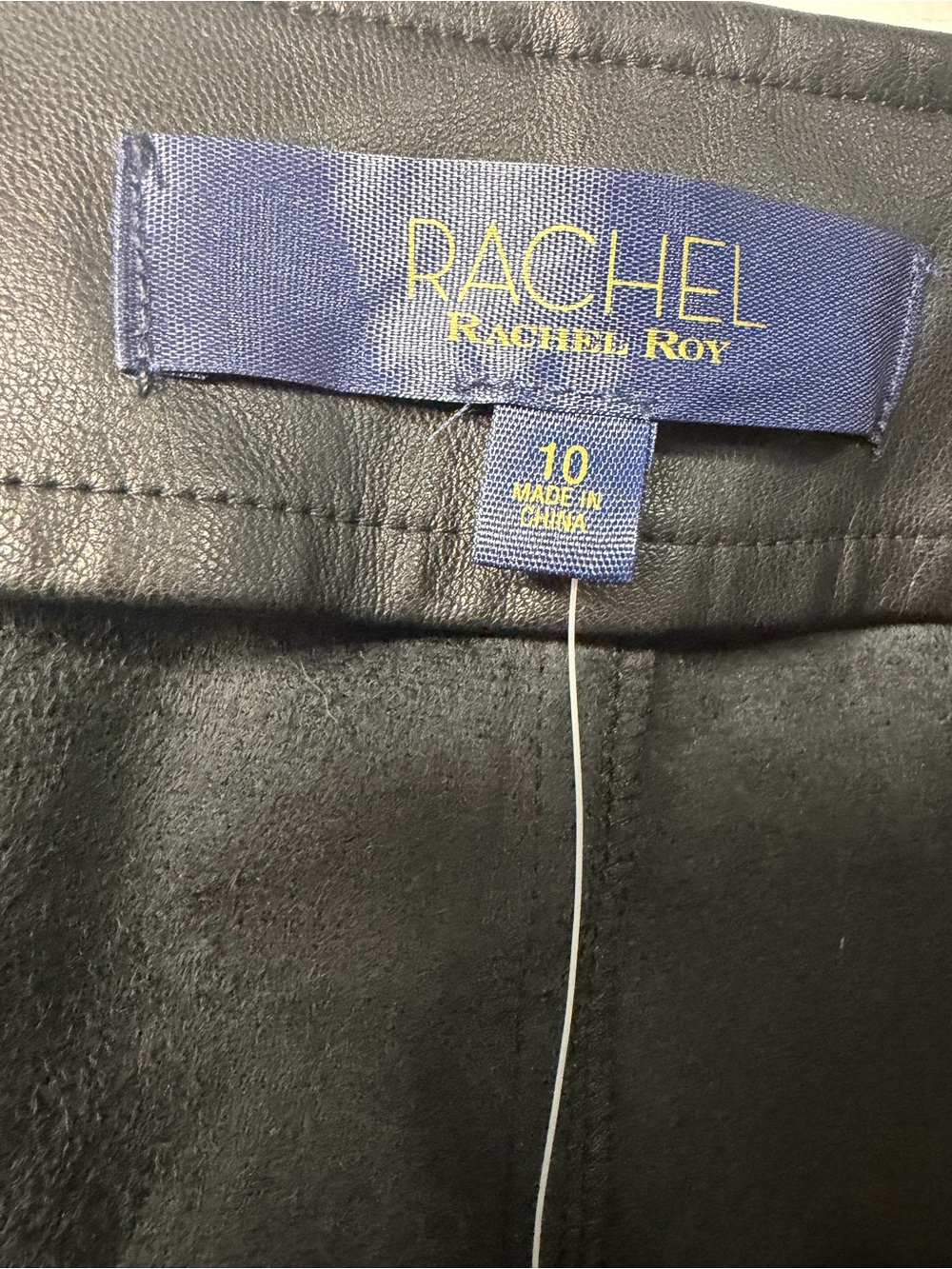 Rachel Rachel Roy Black Faux Leather Wrap Mini Skirt Belted Asym Zip NWT Size 10 - Picture 12 of 15